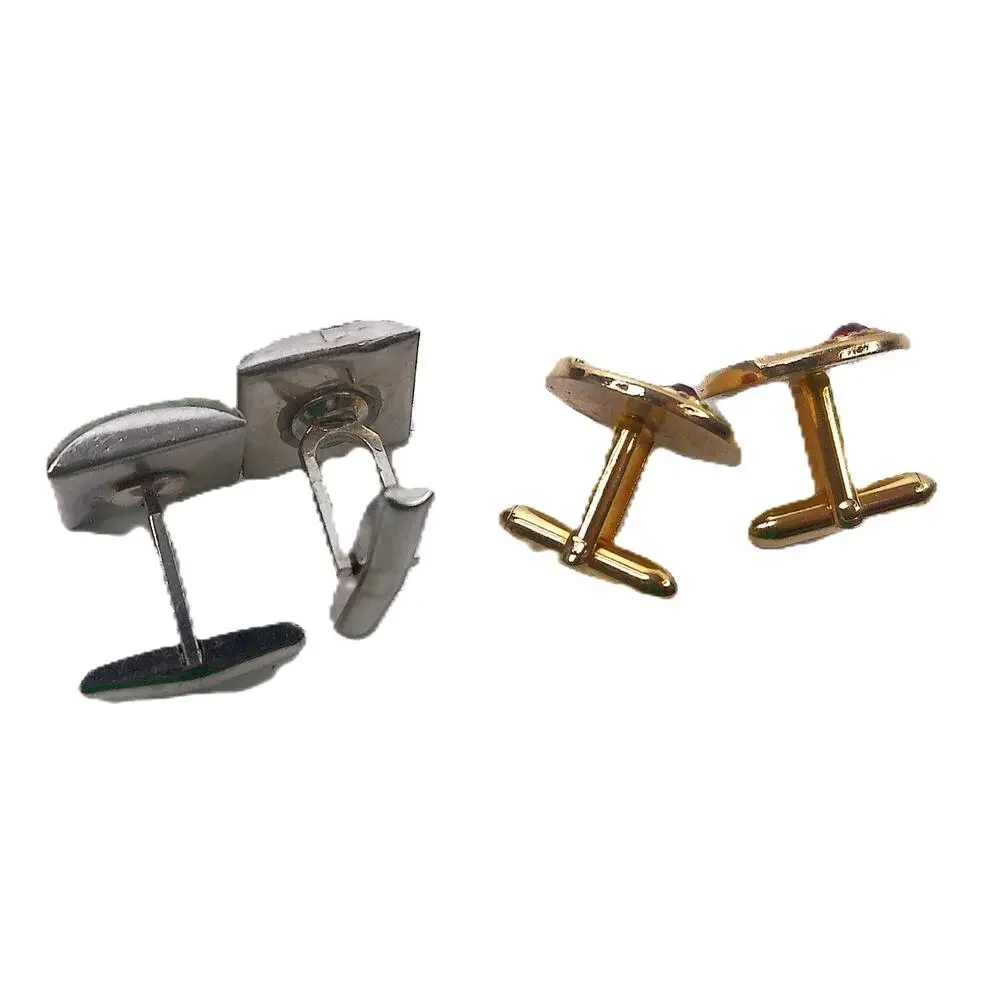 Vintage Mid-Century Men’s Cufflinks Gold & Silver Tone Mesh Designs Lot Of 4